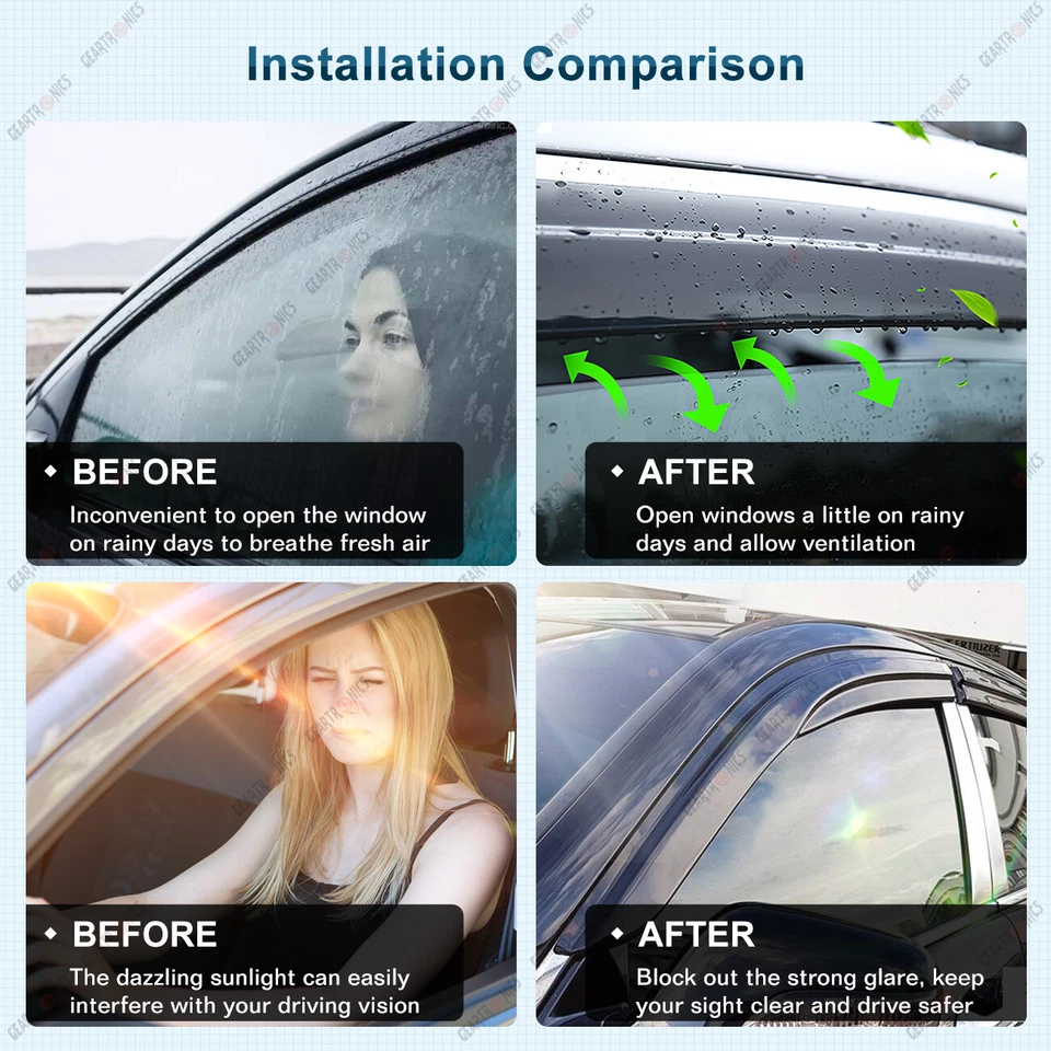 For Honda Accord 2008-2012 JDM Mugen Style Side Window Vent Visor Rain Guards - Изображение 4 из 4