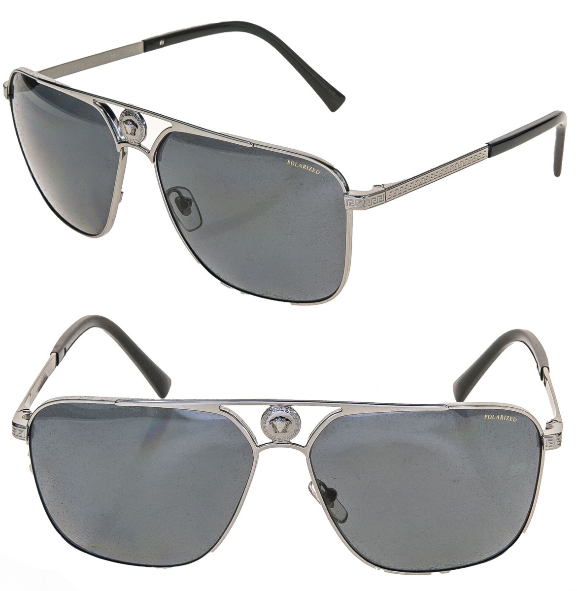 VERSACE FOCUS Pilot Medusa 2238 Gunmetal VE2238 Aviator POLARIZED
