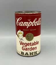 Campbells Vegetable Garden Bank Can Of Soup Vintage Kids Tin Money Saving No Box