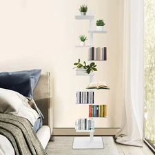 9-Tier Metal Bookcase Book Organizer Rotating Spine Bookshelf Book Tower