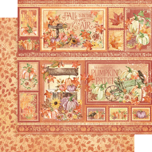GRAPHIC 45 "HELLO PUMPKIN" 12X12 PAPER PACK PUMPKINS, FALL AUTUMN SCRAPJACK'S PL - Picture 9 of 10