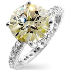 STERLING SILVER 3.5 CT. YELLOW CITRINE CZ ENGAGEMENT RING SIZE 7