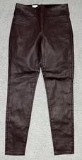 NEW Rock & Republic Denim Rx Fever Pull On Faux Leather Maroon Pants Womens 10 M
