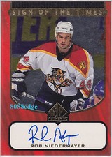 1997-98 SP AUTHENTIC SIGN OF THE TIME AUTO: ROB NIEDERMAYER - ON CARD AUTOGRAPH
