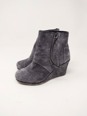 TOMS Desert Wedge High Bootie Dark Grey Suede