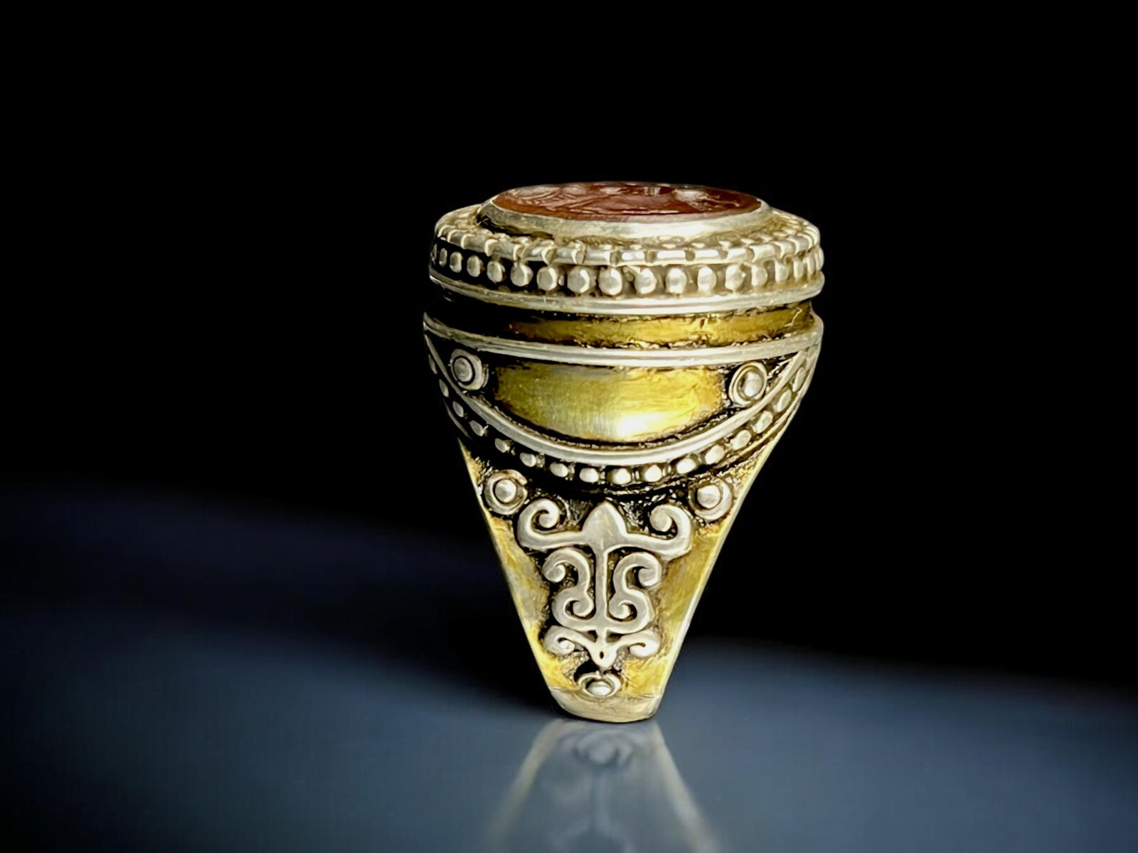 Orient Turkmen solid silver carnelian signet ring… - image 5