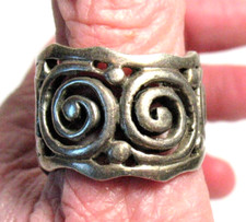 STERLING SILVER MODERNIST WIDE ETERNITY BAND RING SIZE 9  14.3 GRAMS