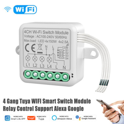  1/2/3/4CH Wireless Modul Lichtsteuerung für Alexa Google Tuya WiFi Smart Switch