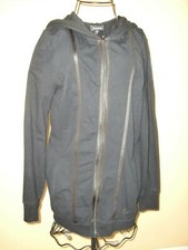  WOMEN'S BEBE BLACK POCKETS FULL ZIP LOGO Stretch HOODIE SWEATER Size M CUTE 