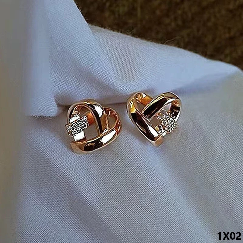 Minimalist Herz Ohrringe Ohrstecker 18 Karat Gold Silber Rose Gold Ohrschmuck Di - Bild 4 von 4