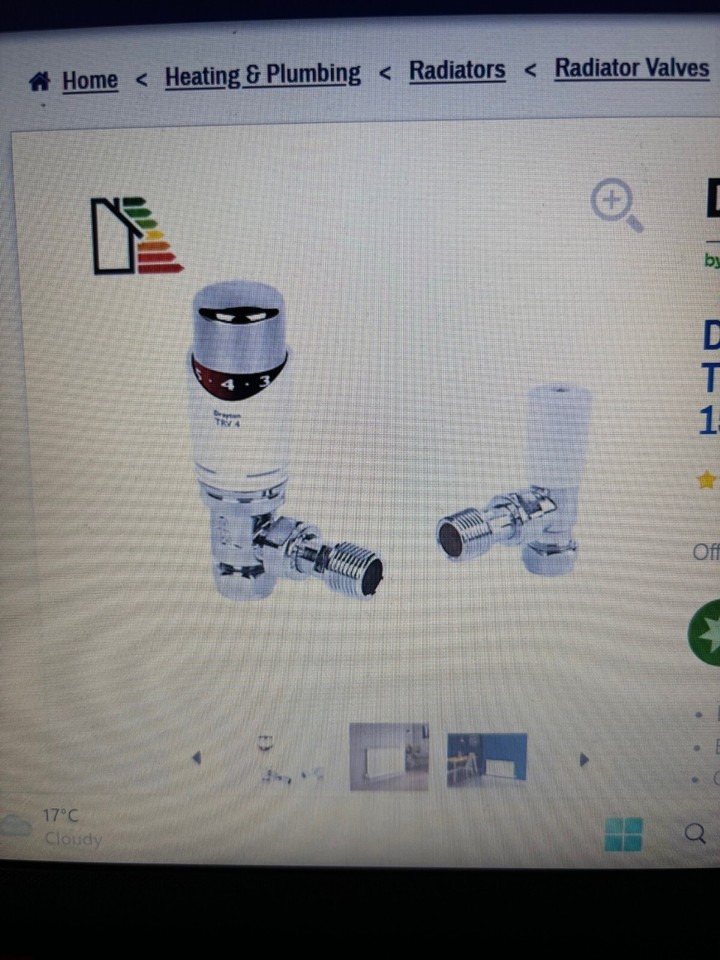 drayton trv4 thermostatic radiator valve + flomasta trv and lockshield