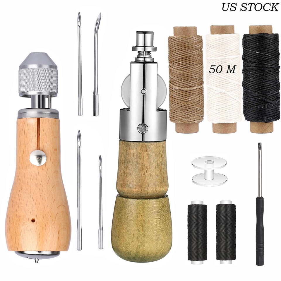 Leather Sewing Kit With Hand Speedy Sewing Stitcher Awl Waxed Thread ...