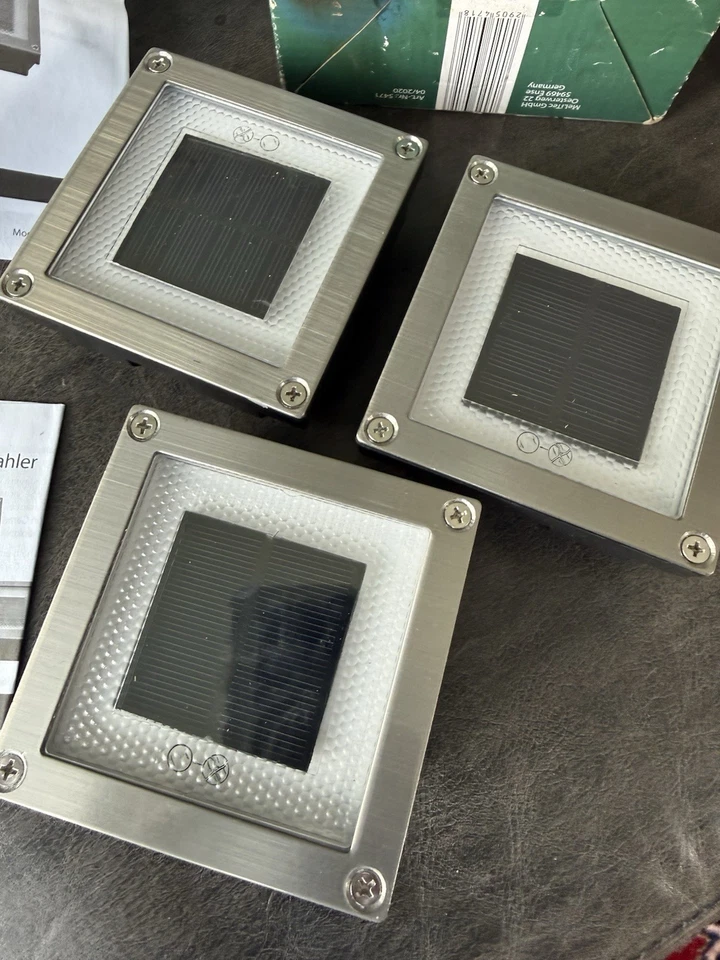 3er SET Ranex Solar LED Bodeneinbaustrahler Außen Edelstahl eckig Bodenleuchte - Bild 2 von 4