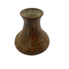 Studio Art Pottery Handcrafted Stoneware Clay Vase Vintage Signed Bergeon 72