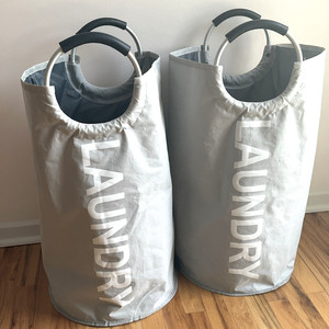 Collapsible Laundry Basket Set of 2 Foldable Laundry Bags Handles Clothes Hamper