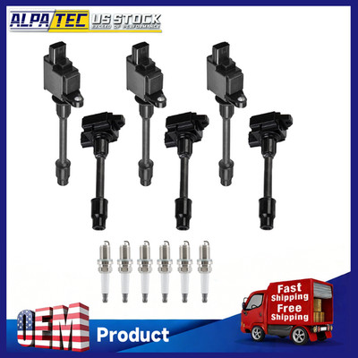 6x Ignition Coil & 6 Iridium Spark Plug for 00-01 Nissan Maxima 3.0L UF348 UF332