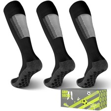3 Pairs Grip Socks Soccer for Youth ,Anti Slip Knee High Sport Socks - Footba...