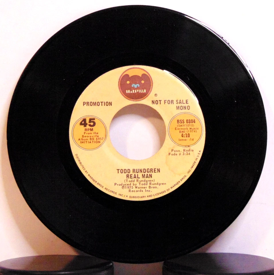 Todd Rundgren – Real Man- 1975 Bearsville Stereo/Mono Obscure Promo 7" 45  NM Foto 3 de 4