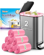 2 Gallon 180 Counts Strong Trash Bags Garbage Bags, Bathroom Trash Can Bin Li...