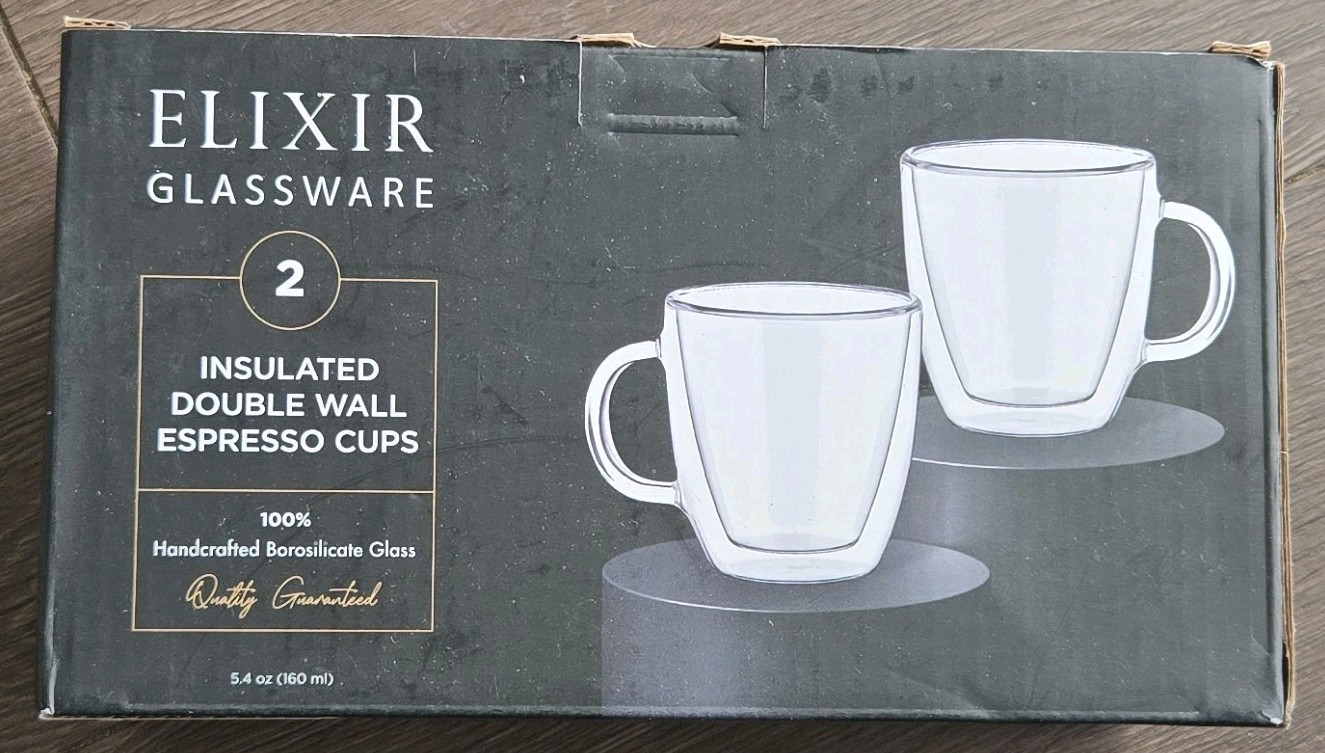 Double Wall Espresso Shot Glass 5.4 oz Set of 2 Glass Coffee Mugs - Double Wall