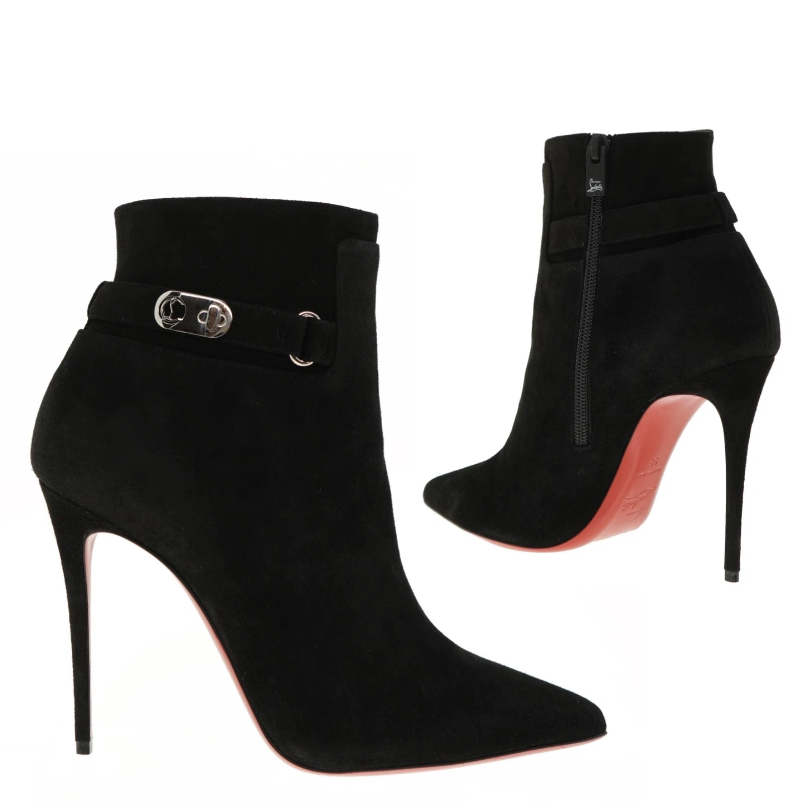 Christian Louboutin — Christian Louboutin Lock So Kate Bootie 100 Black Suede Size 39 New