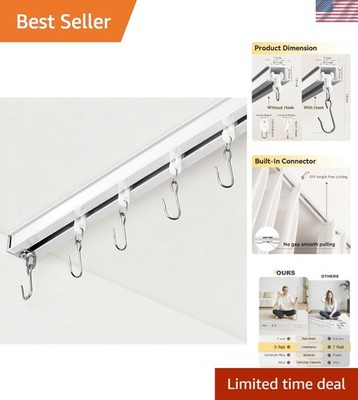 Elegant Ceiling Curtain Track for Room Dividers - 6ft to 9ft Expandable Rail