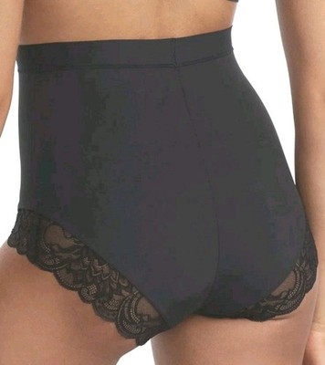 Maidenform Cool Comfort Firm Shapewear Mid Brief Woman Plus 2X Black Lacey Nwt