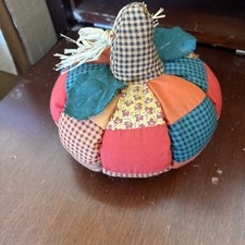 Stuffed Patchwork Fall Pumpkin Halloween Thanksgiving Farm House Rustic Harvest