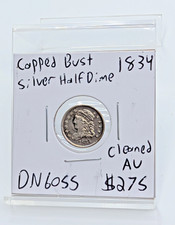 1834- US Capped Bust Silver Half Dime- Cleaned AU