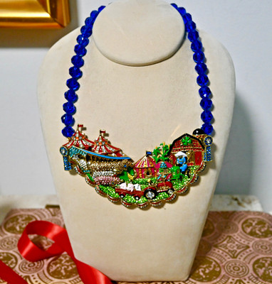 $390 Auth HEIDI DAUS County Fair Collector Sparklescape Necklace Enamel Crystals