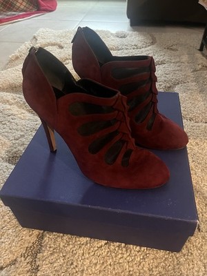 Sarah Flint Burgundy Suede And Mesh Ankle Boot.  Worn Once, Excellent Condition