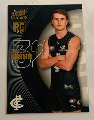 2023 Select Legacy Jaxon Binns Rookie Card - Carlton Blues