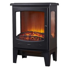 Electric Fireplace Stove Heater 1.8KW Black Flame Cast Iron Effect Freestanding