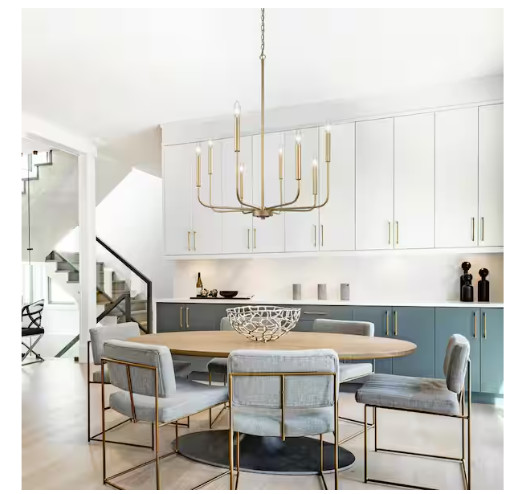 LNC Modern Gold Candlestick Island Chandelier Transitional 8-Light Pale Brass