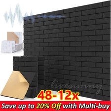 48x Soundproof Wall Panels Self adhesive Acoustic Panels Noise Insulation Tiles