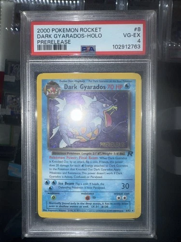 2000 POKEMON ROCKET #8 DARK GYARADOS-HOLO PRERELEASE PSA 4