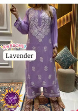 Lucknowi Chikankari Rayon Kurti Palazzo Set Women's Ethnic Wear M-8XL Plus