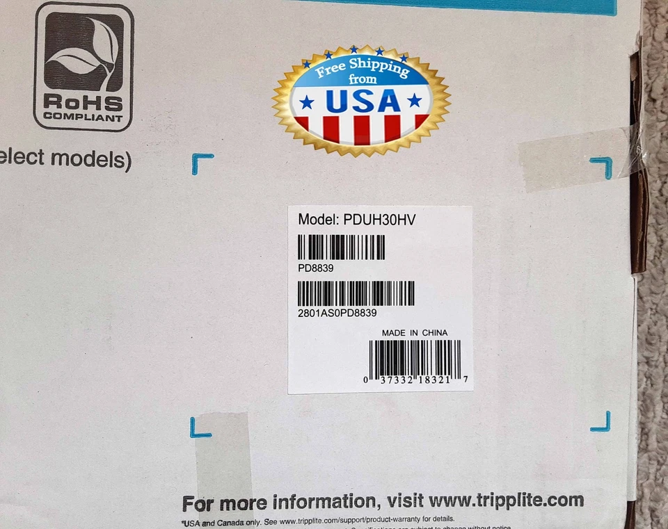 Tripp-Lite PDUH30HV Basic 5/5.8kW 208/240VAC x 10 C13 1U Power Distribution Unit - Image 4 of 4