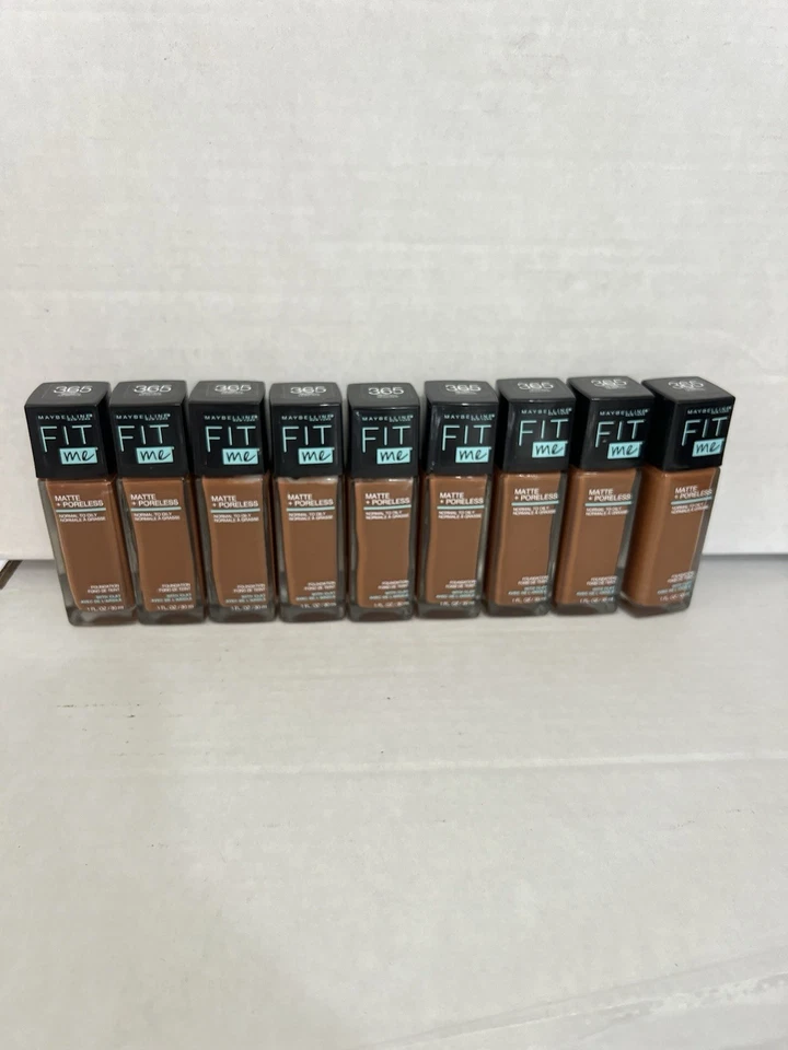 Lot Of 9 Maybelline Fit Me Matte Poreless Foundation Deep Shades Clay 365 Nutmeg - Image 3 of 4