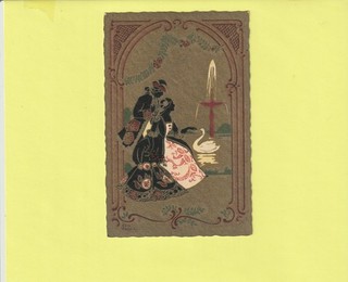 CPA ILLUSTRATEUR EZIO ANICHINI COUPLE DEVANT LA FONTAINE AVEC UN CYGNE