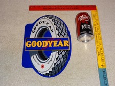 VINTAGE GOODYEAR ALL WEATHER TIRES +WINGED FOOT 12" METAL TIRE GASOLINE OIL SIGN