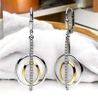 OhrhäNger 925 Sterling Silber Bicolor Vergoldet 38 Zirkonia Ohrringe Boutons