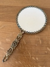Vintage French Gilt Metal Hand Mirror Altar Spell Work Pagan