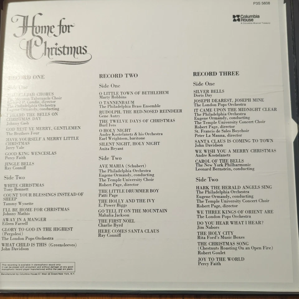HOME FOR CHRISTMAS - 3LP Box Set 1971 Columbia Special P3S5608 Vinyl  - Image 2 of 4
