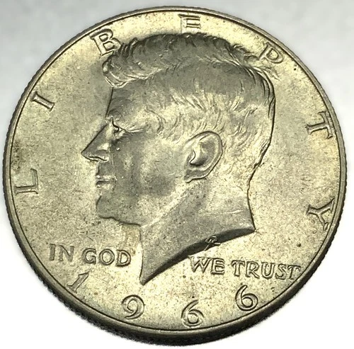 1966 Kennedy Half Dollar AU-UNC Condition 50c 50 Cent 40% Silver US Coin - 2201