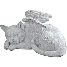 Hand-Cast Cat Angel Figure - Heartfelt Tribute for Indoor/Outdoor Memorials