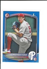 MATTHEW FISHER 2025 BOWMAN BASE DRAFT BLUE  REFRACTOR 1ST,S/P CARD,136/150