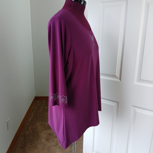 Suzie in the City Magenta Blouse 1X studded purple hi-lo shark bite repaired - Picture 4 of 13