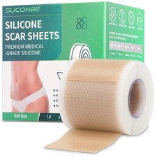 Silicone Scar Tape for Surgical Scars (1.6”x 80” 1.6x80 Inch - 2M, skin color 