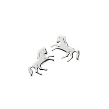 CEM Stud Earrings Horse 925 Silver Rhodium Plated 9x8mm Kids Earrings